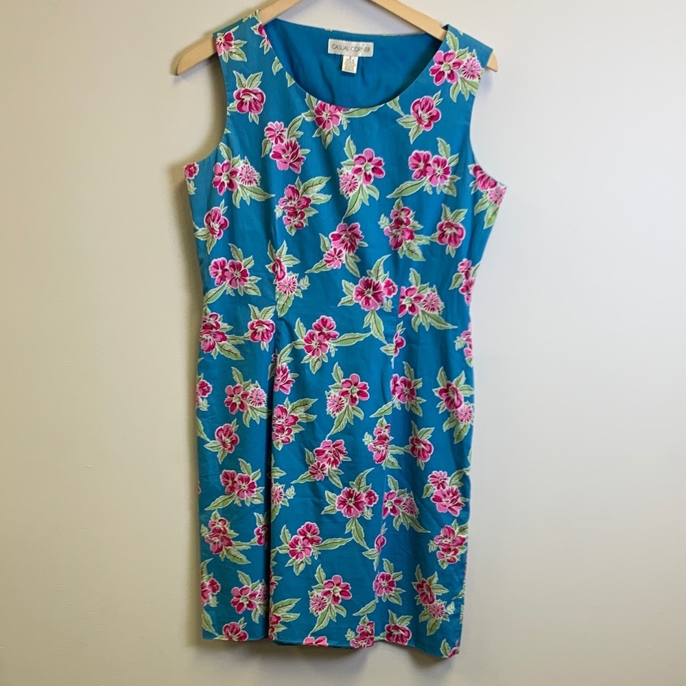Casual Corner Blue Floral Midi Dress